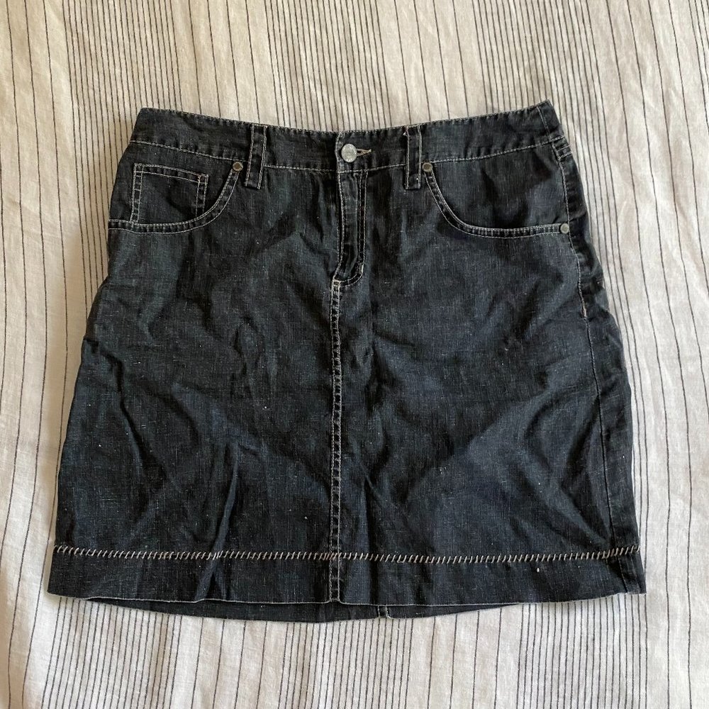 Tori Richard Black Linen Mini Skirt